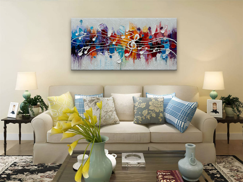 Amazon.com: zoinart Colorful Music Symbol Oil Painting on Canvas